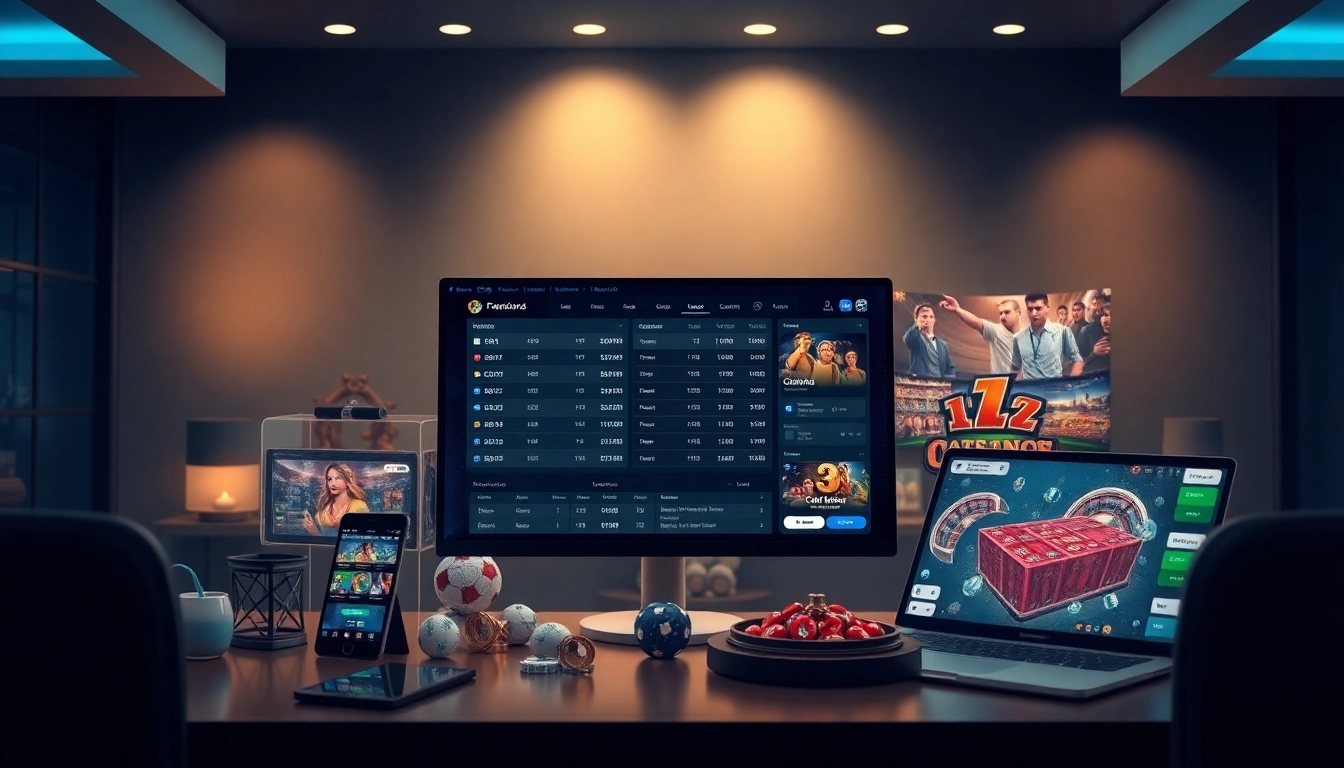 Trusted online betting platform showcasing nhà cái uy tín elements in a vibrant digital environment.