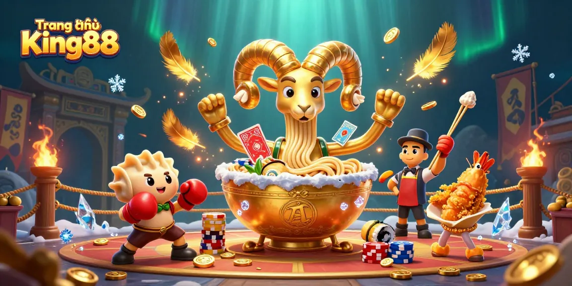 Engage with the colorful gaming scene at Trang chủ King88 featuring dynamic casino elements and cartoon characters.