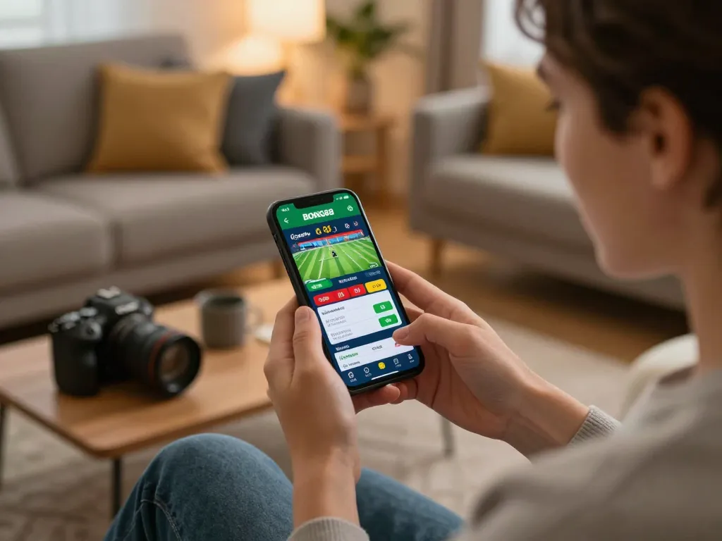 BONG88 mobile app user actively placing bets, showcasing real-time sports betting excitement.