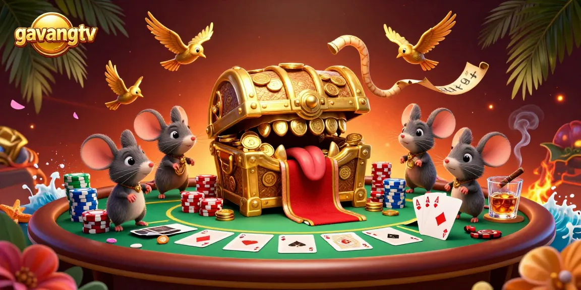 Experience the thrill of gambling with Gavangtv's colorful 3D cartoon treasure chest scene, enticing adventurers.