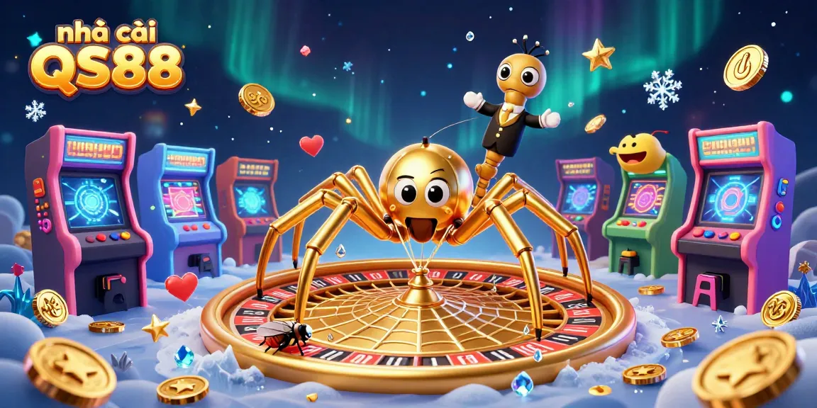 Engage in thrilling bets with the dynamic scene of nhà cái QS88 featuring a spider and croupier.