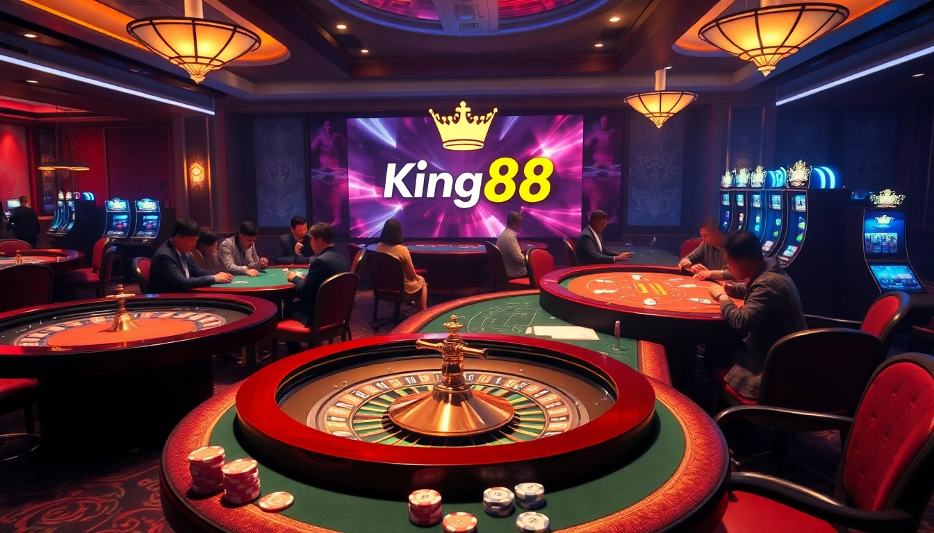 Experience thrilling gameplay at King88's vibrant online casino, with roulette, poker, and slot machines.