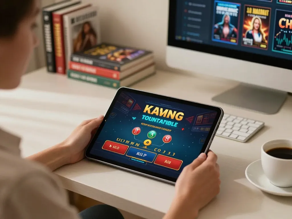 Engaging in a live casino game on xx88 from a cozy home office.