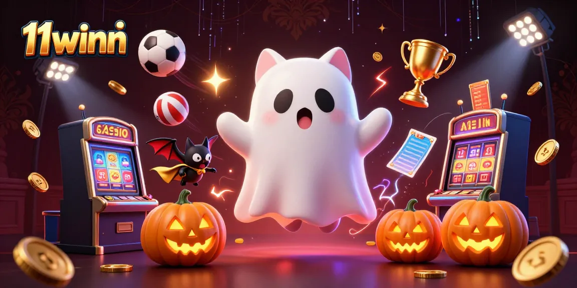 Engage with a thrilling 11winn casino experience featuring a friendly ghost cat and vibrant game elements.