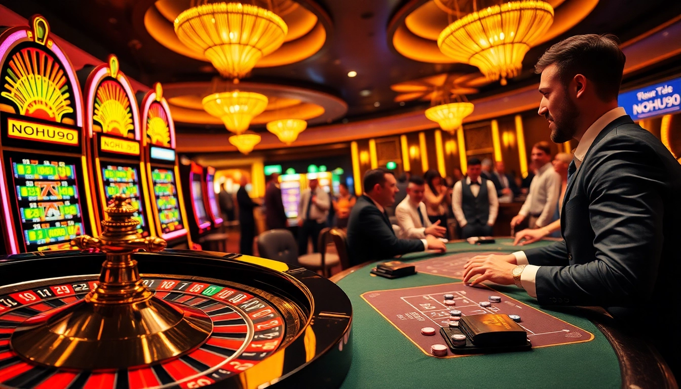 Experience thrilling gameplay at NOHU90 with engaged players and vibrant casino scenes.