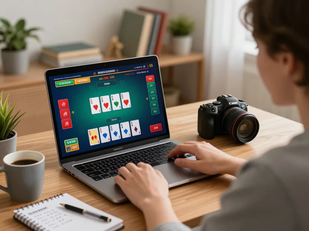 Duitgini user enjoying a live dealer blackjack game at home, showcasing responsible gambling.