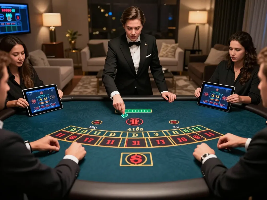 Engaging in live dealer Baccarat at nk88 online casino, showcasing real-time betting action.