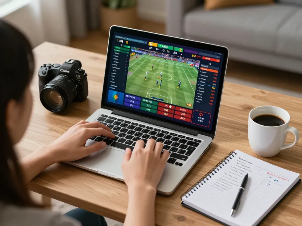 Engaging sports betting session on tt88i with strategic gameplay and cozy home setup.