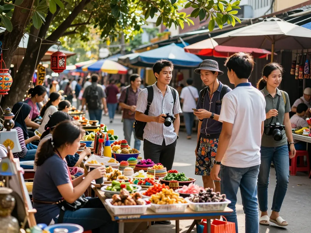 Dynamic Vietnamese market scene showcasing VN88 culture and community experiences.
