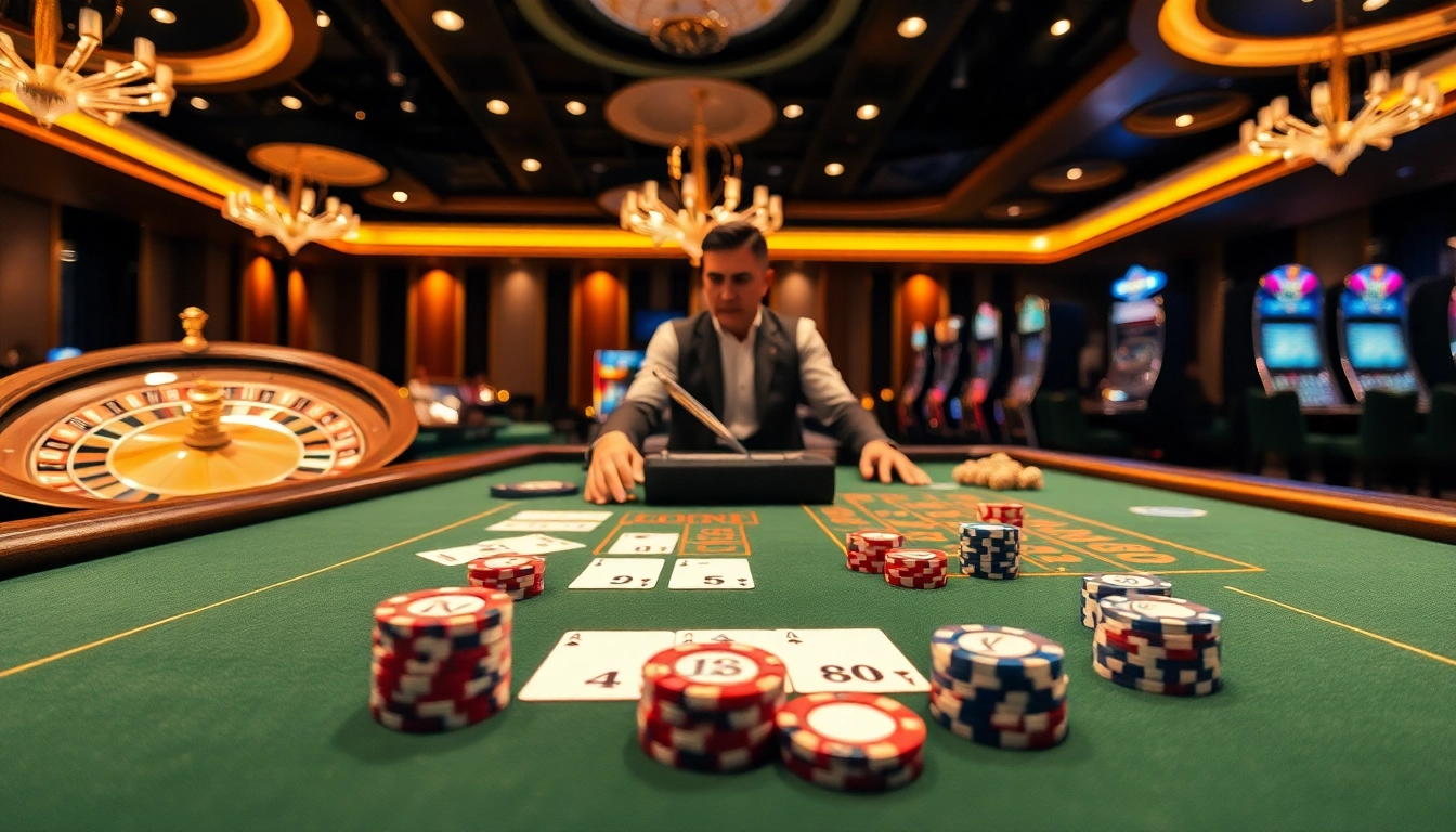 MAY88 offers an engaging live casino experience with professional dealers and vibrant casino elements.