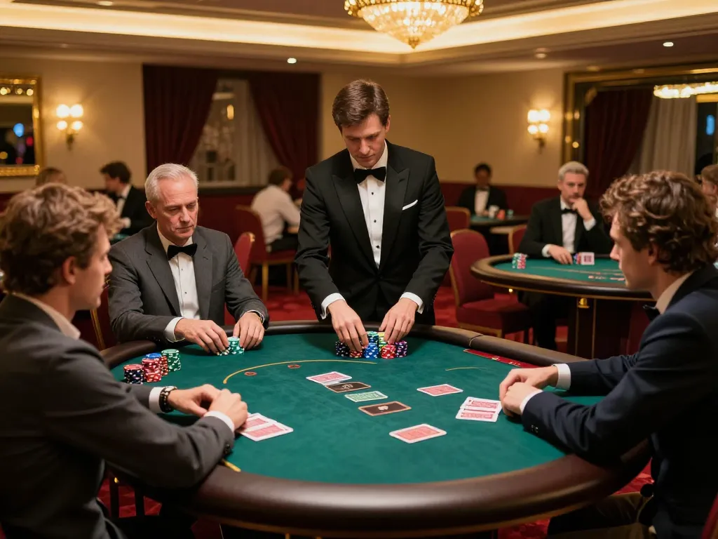 Players placing bets at dn88 poker table in upscale casino, vibrant atmosphere.
