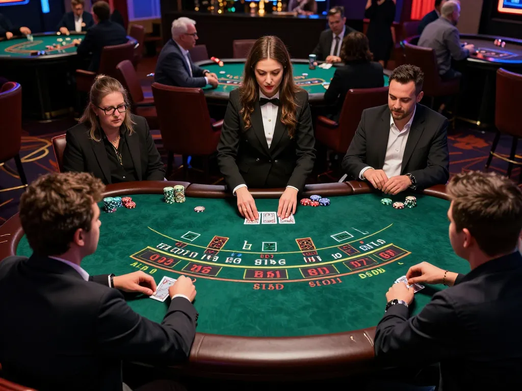 Engaging live dealer blackjack game at ALO8net with players placing strategic bets.