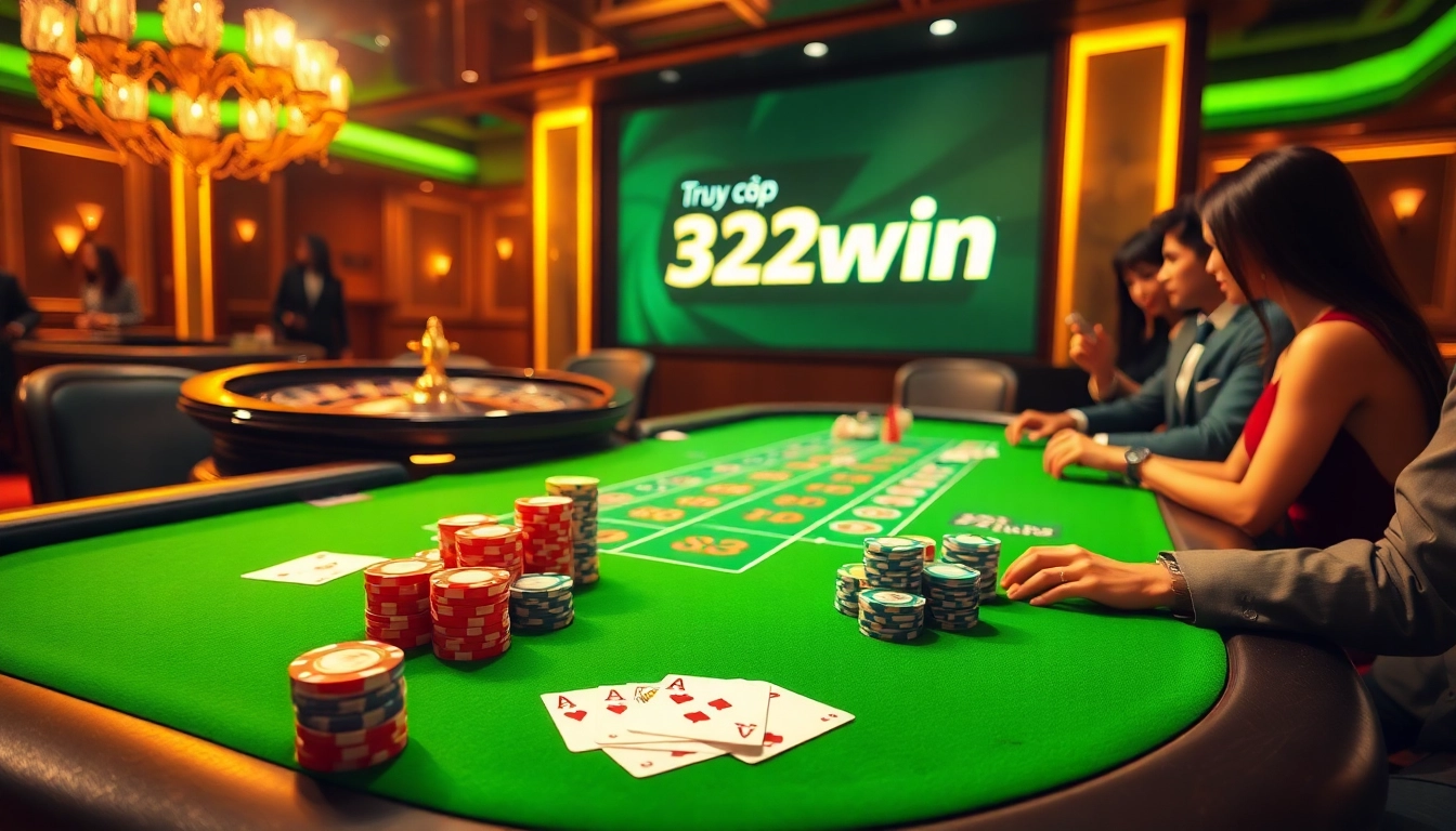 Engage in thrilling gameplay as you truy cập 32win, experiencing luxury casino tables and vibrant poker chips.