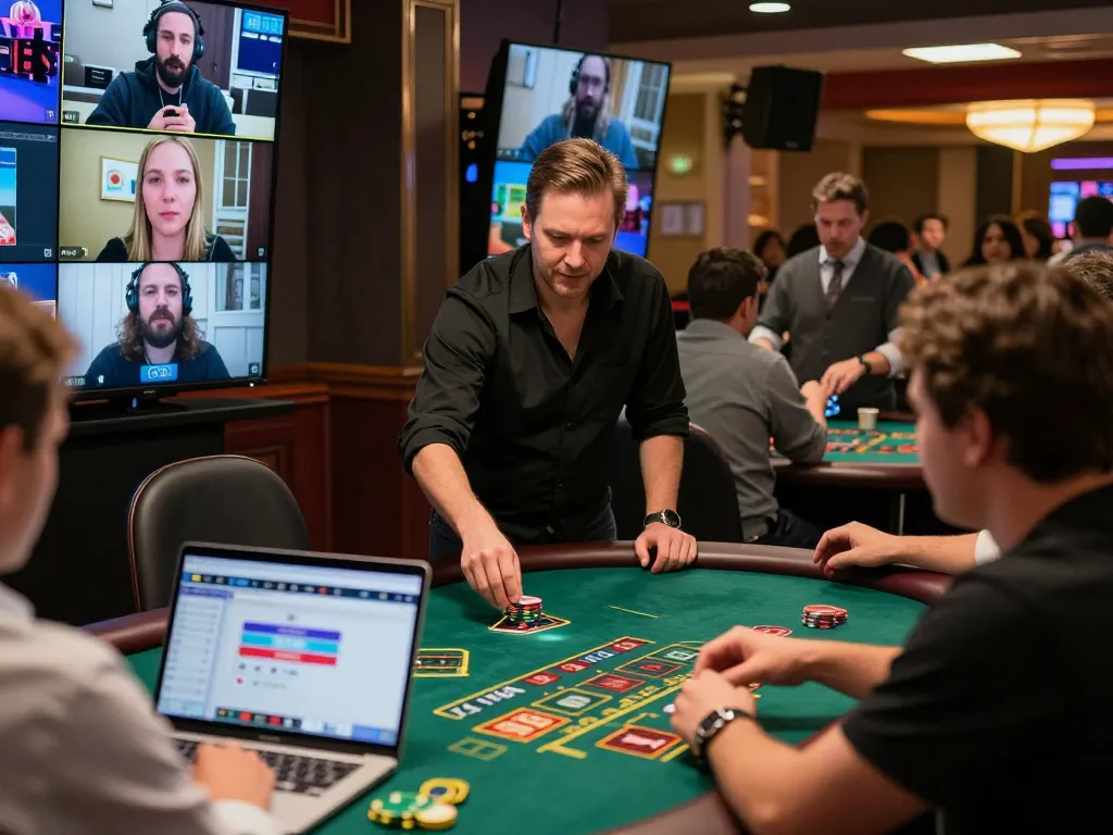 Engaging gameplay in the fly88 online casino with lively dealer interactions during blackjack.