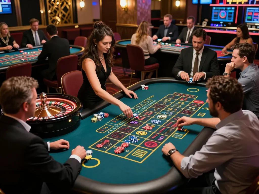 Players at SKY88 engage in an exciting roulette game, showcasing strategic betting and vibrant casino atmosphere.