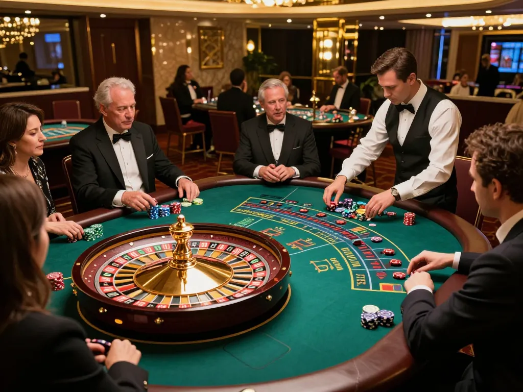 A roulette game in action at 79king.hiphop with players placing bets and a croupier managing the game