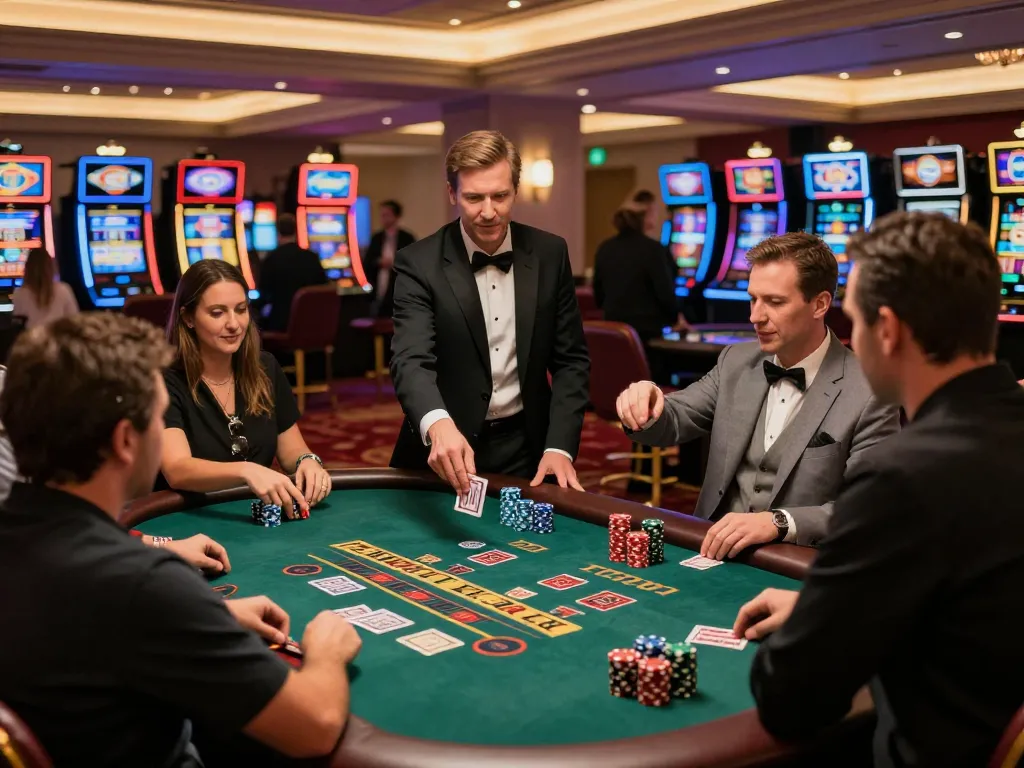 Experience engaging blackjack action at mm88 casino with players and dealers in a lively atmosphere.