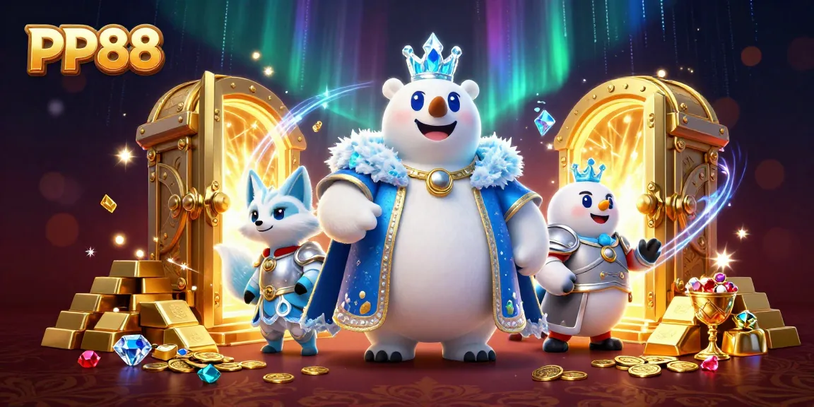 Experience the excitement of PP88 with an enchanting casino scene filled with treasures.