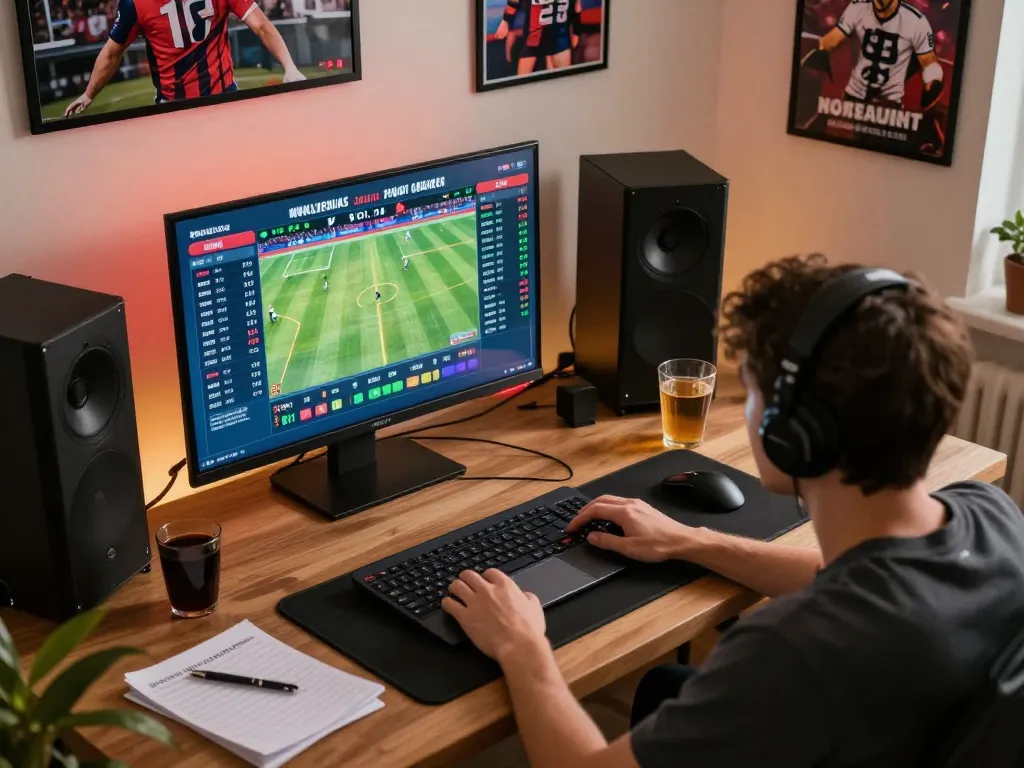 Betting on fabet with exciting live sports action displayed on a laptop during an engaging session.