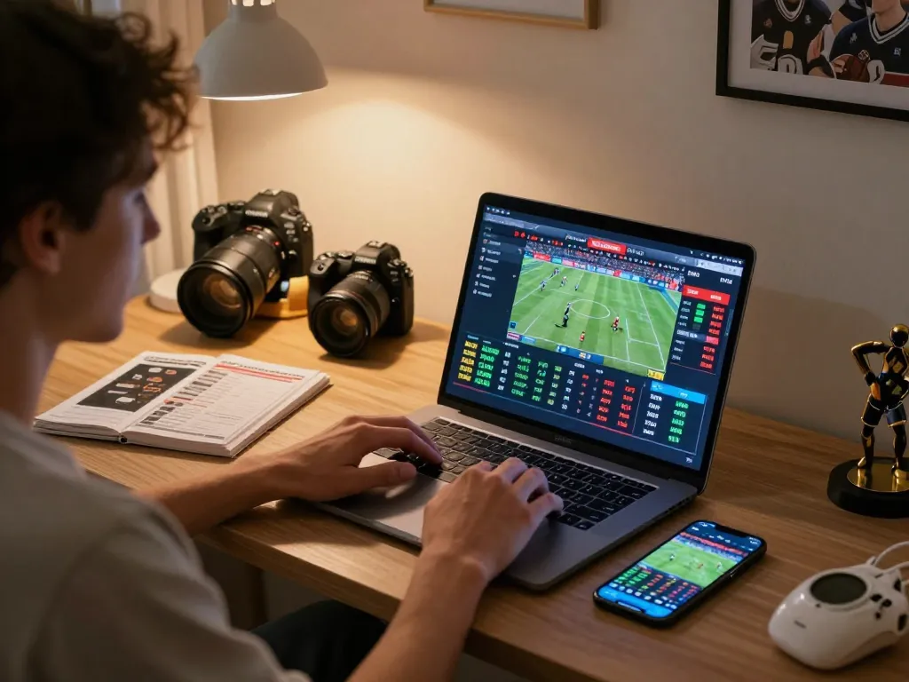 Engaged user placing bets on sports at https://www.vwin.autos/, showcasing interactive betting interface and responsible gambling.