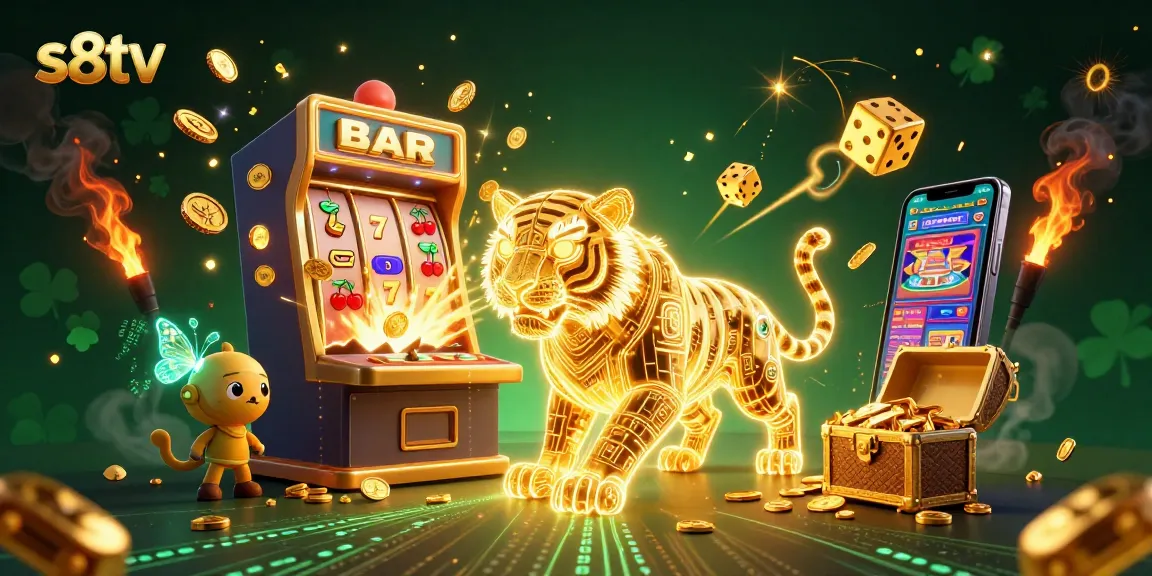 Experience thrilling action with s8tv's dynamic casino scene featuring a golden tiger and jackpot elements.