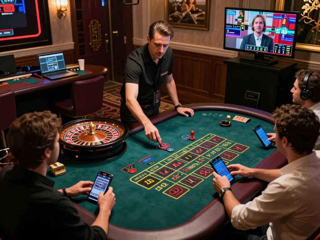 Engaging players at uu88com placing bets during a live dealer game in a vibrant online casino atmosphere.