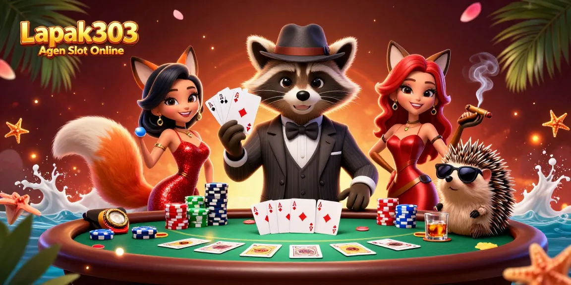Experience high-stakes action with Lapak303 Agen Slot Online in this vibrant casino scene.
