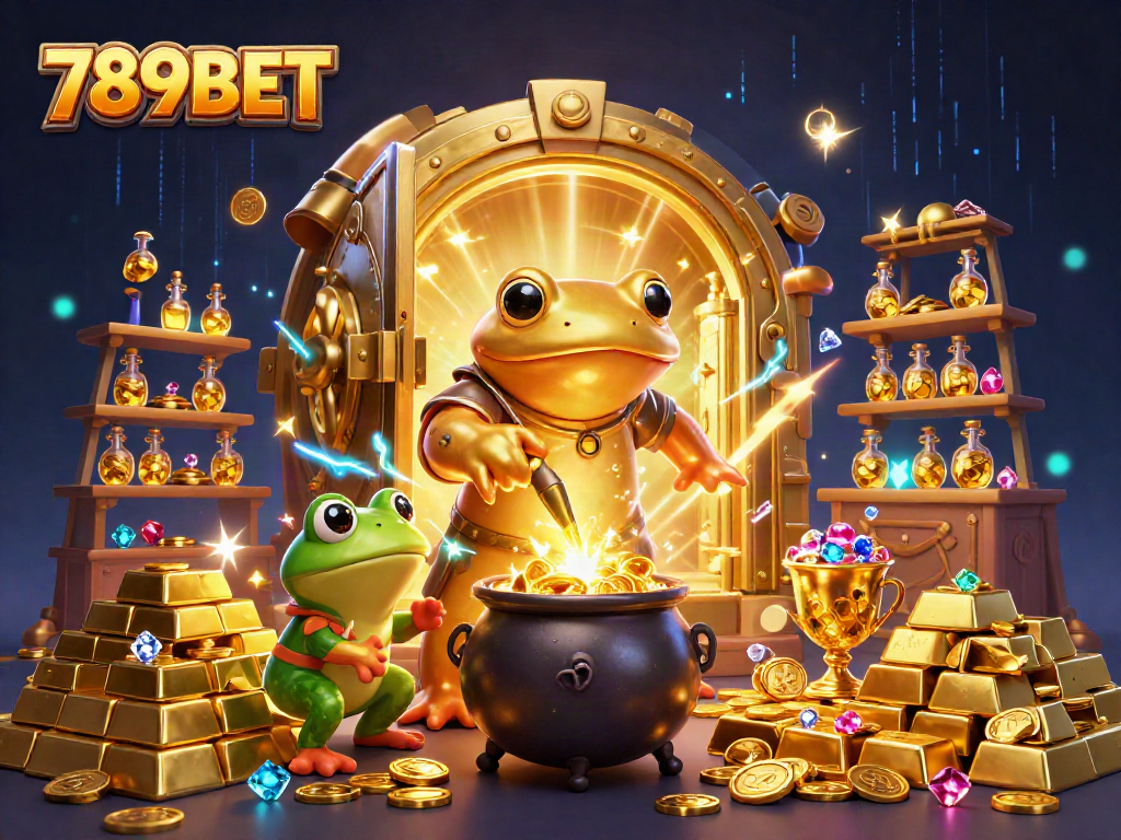 Engage with 789BET's vibrant casino scene featuring magical gold transmutation and fortune.