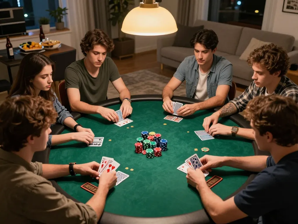 Engaging poker game night with friends at home showcasing strategic moves and camaraderie on trang chủ mb66.