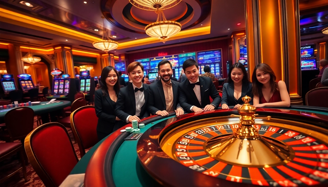 Experience the excitement of keonhacai 55 in an elegant casino setting with vibrant gameplay and stylish decor.