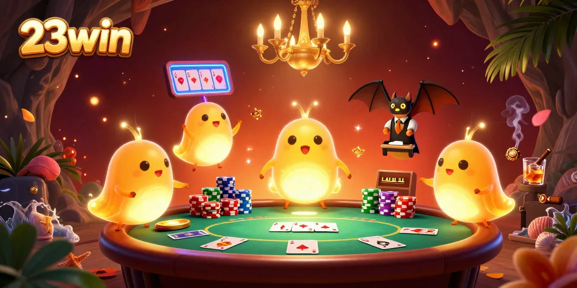 Experience thrilling gaming at 23win, illuminated by glowworms in a vibrant casino scene.