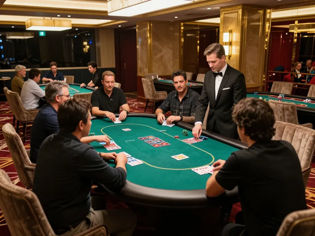 Players engaging in high-stakes poker at 789win vip gaming room, showcasing luxury and excitement.