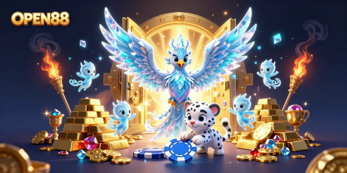 Engage with OPEN88's thrilling games, featuring an ice phoenix and magical treasures.