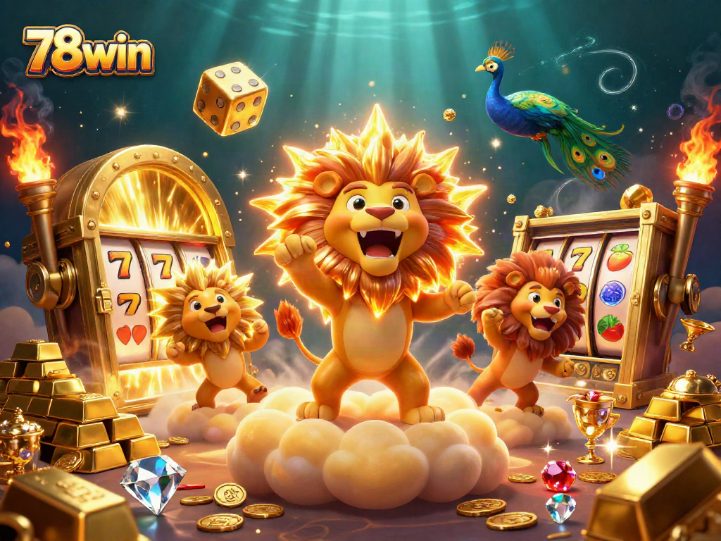 Engage with thrilling 78win casino experience highlighted by vibrant 3D illustration of luck and treasures.