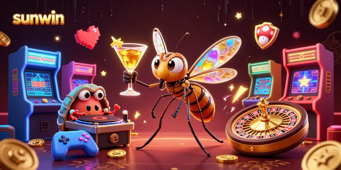 Experience the excitement of sunwin with dynamic characters and glowing casino game elements.