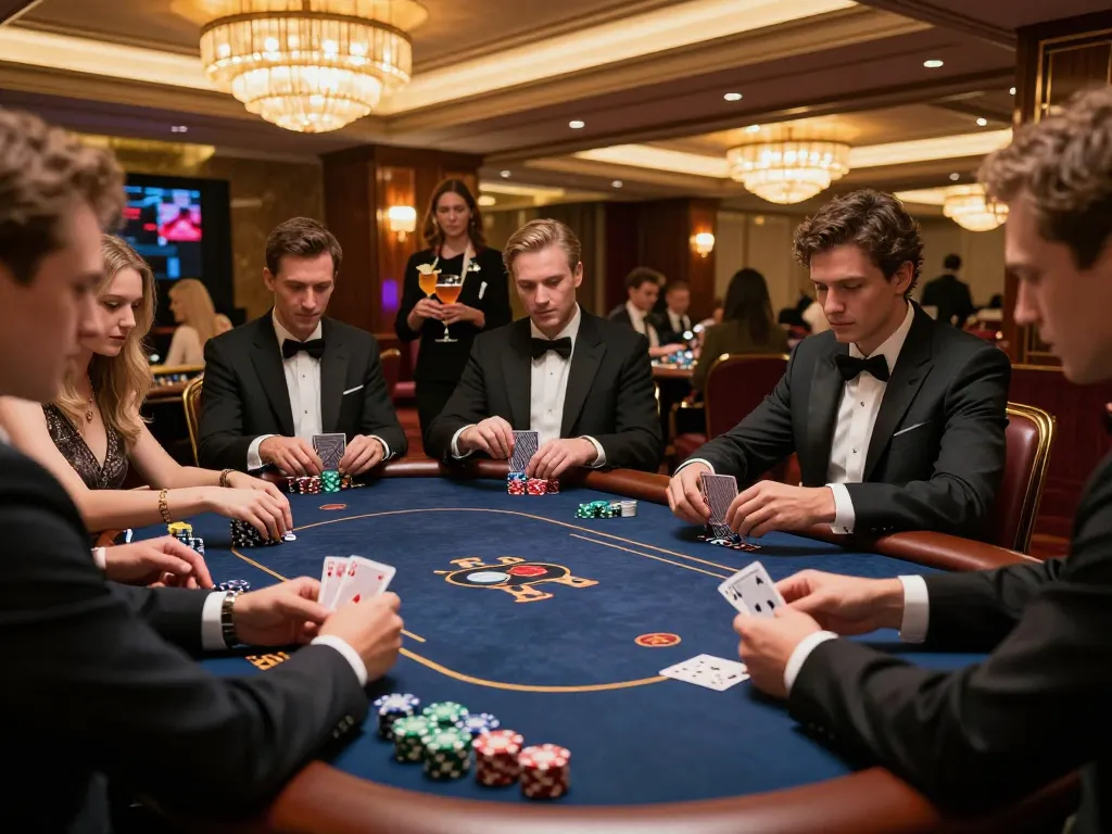 Engage in thrilling VIP poker at a luxurious casino as players strategize their winning hands with vipwin chips.