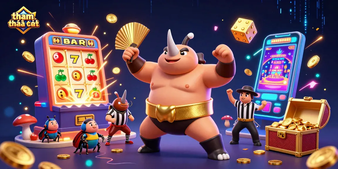 Experience the thrilling action at CM88 with a rhinoceros beetle champion celebrating big wins, tham khảo thêm for exciting gameplay.