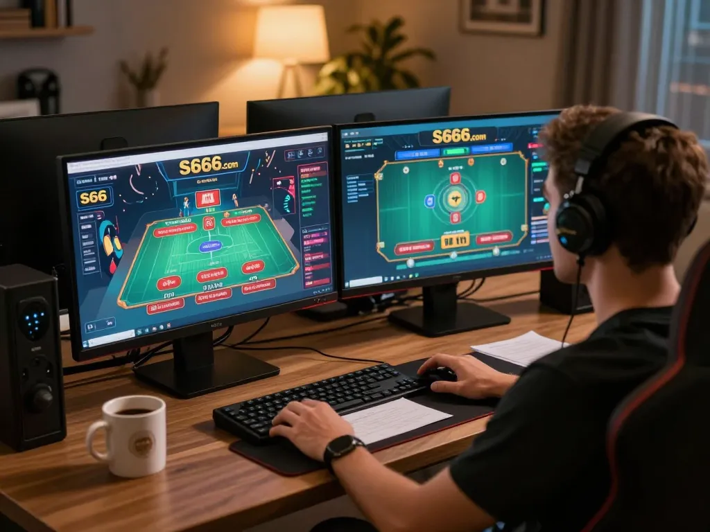 Engaging online gaming at S666.com featuring live dealer games in a cozy home setup