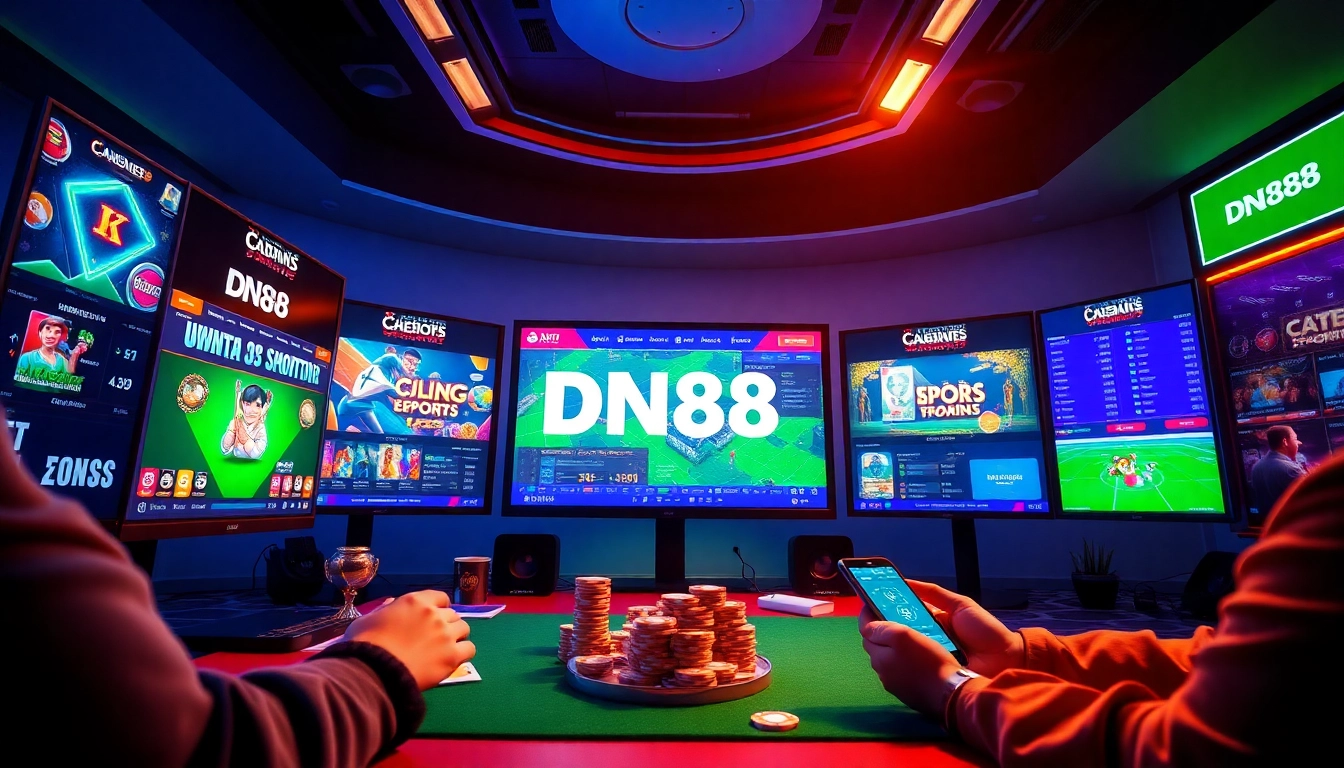 Engaging visual representation of dn88's vibrant online gaming platform featuring casino games and esports.