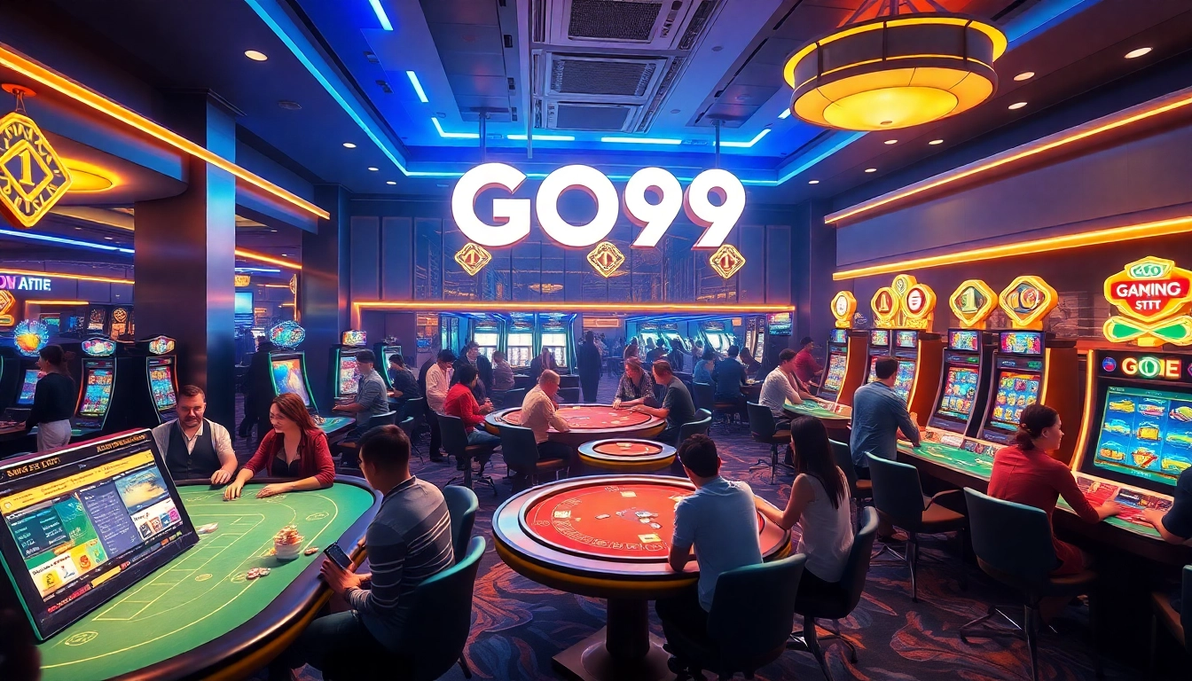 Experience the thrilling gaming atmosphere at GO99 with vibrant tables and excited players.