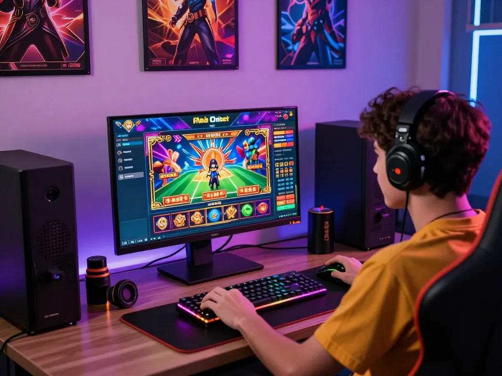 Engaging gaming experience at nhà cái Onbet with vibrant casino game interface and enthusiastic player.