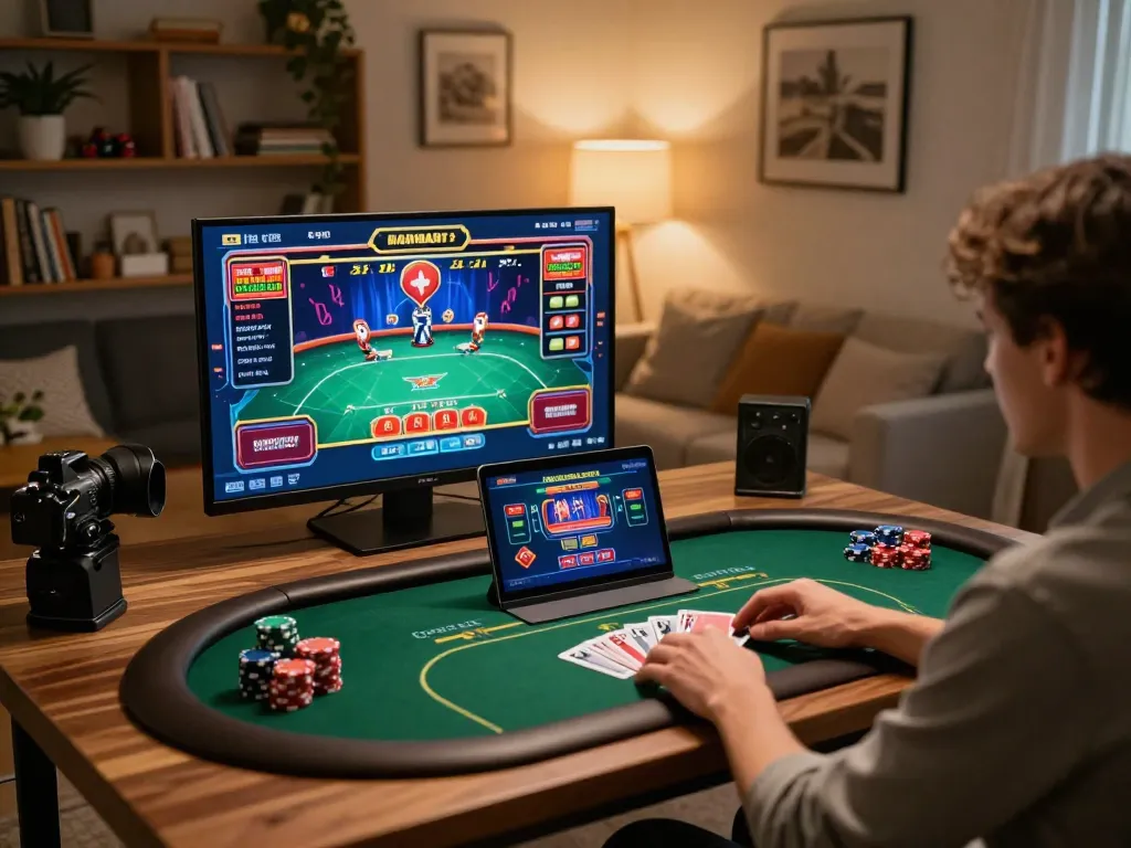 Engaged player strategizing on https://suncity.global/ while enjoying a cozy online gambling experience.