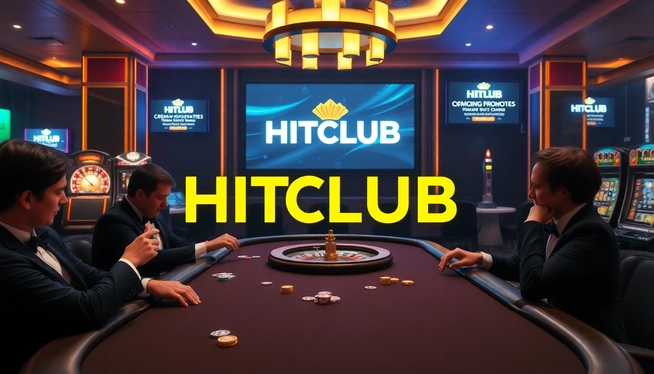 HITCLUB poker players enjoying high stakes at a luxurious casino table.