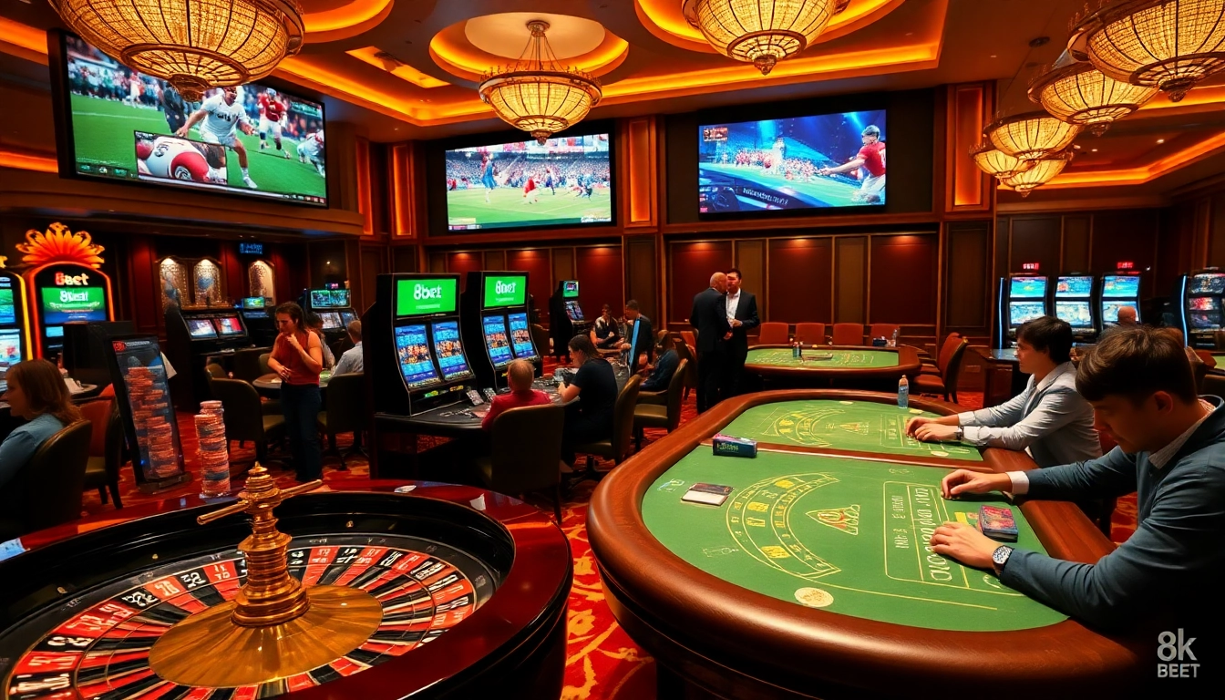 Experience thrilling gaming moments at 8kbet with vibrant casino tables and exciting betting opportunities.