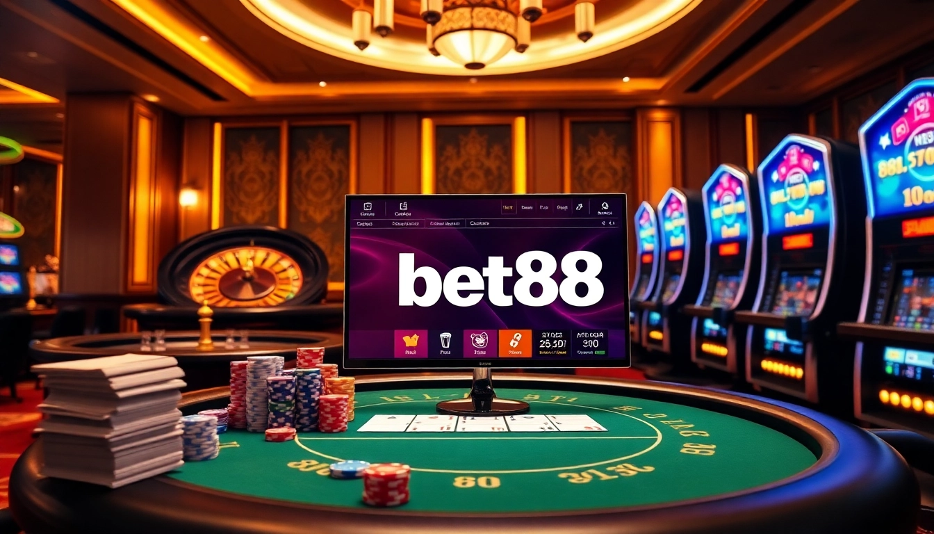 Experience the thrill of Bet88 with vibrant casino games and luxury gaming interfaces.
