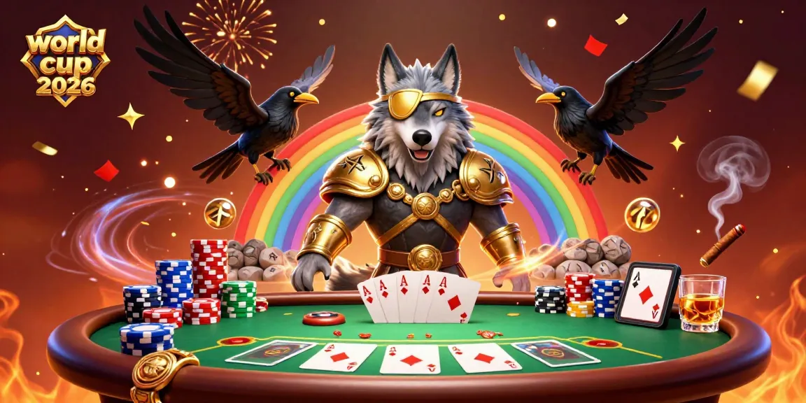Bet on world cup 2026 with Odin and ravens celebrating at a casino-themed poker scene