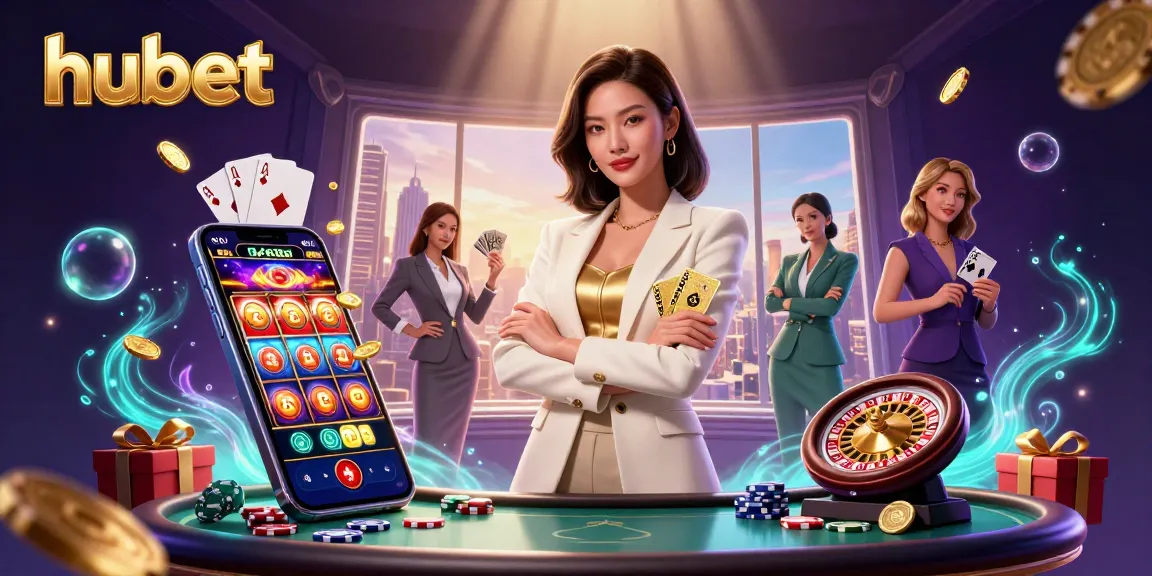 Experience hubet gaming with a powerful Asian woman in a glamorous casino scene.