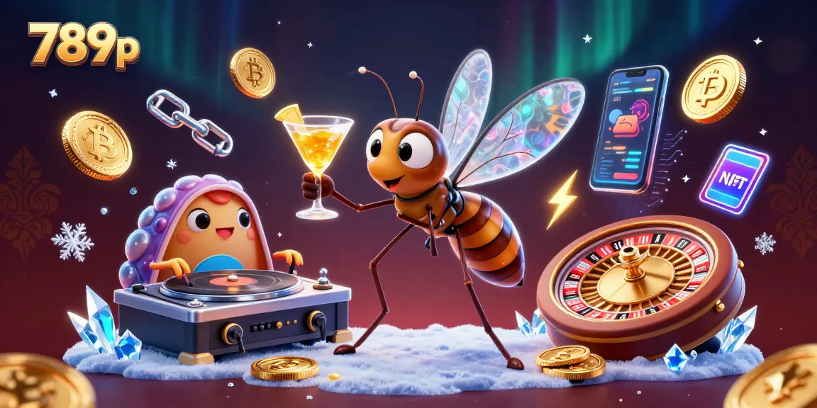Engage with 789p's thrilling gaming experience featuring a charismatic mosquito casino mascot and vibrant crypto elements.