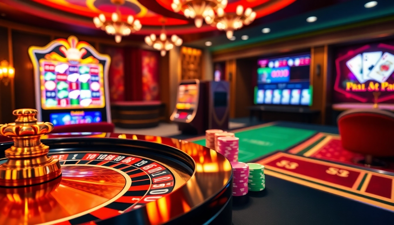 Experience thrilling gameplay at iq88com bet with an immersive casino atmosphere, featuring roulette and slot games.