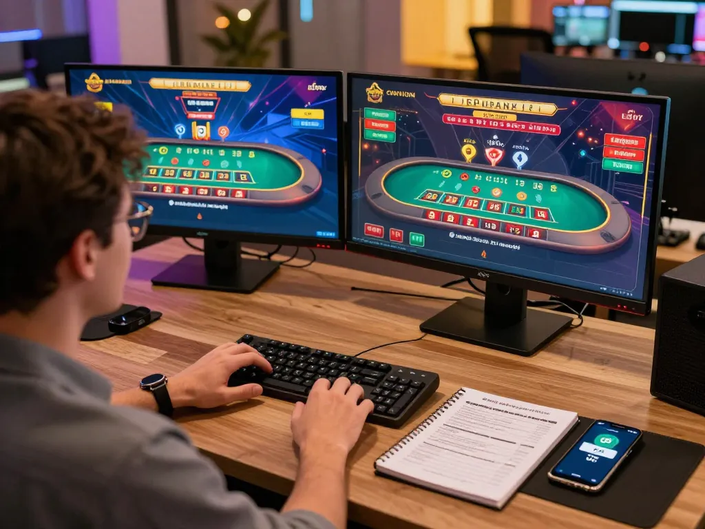 Player enjoying live dealer baccarat on kp88vip, showcasing exciting gaming atmosphere and strategies